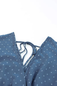 Sky Blue Swiss Dot V Neck Wrap Beach Dress