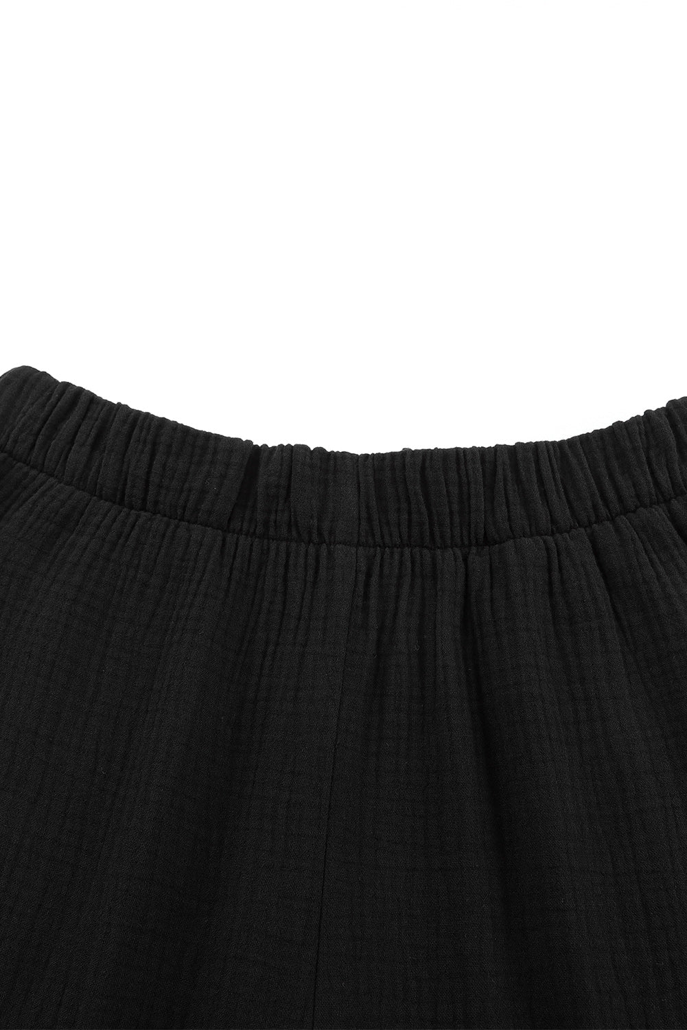 Black Plain Cotton Tiered Ruffle Flare High Waisted Pants